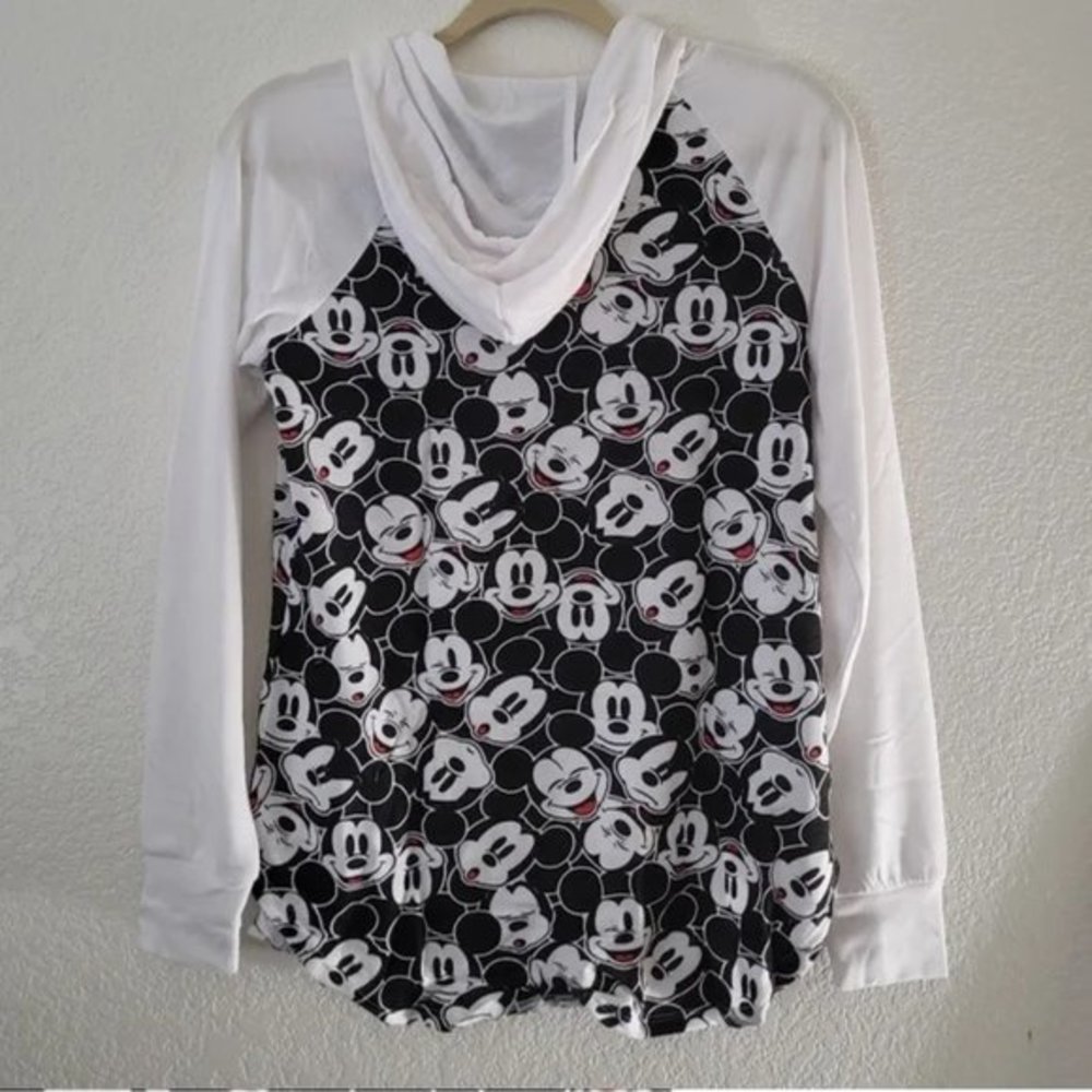 Disney Mickey Mouse Faces All Over Print Lightweight Hooded Sweatshirt - Picture 5 of 5